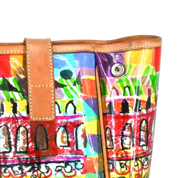 Prada Tote Bag Multicolor PVC Venezia Leather Strap - Picture 8 of 12